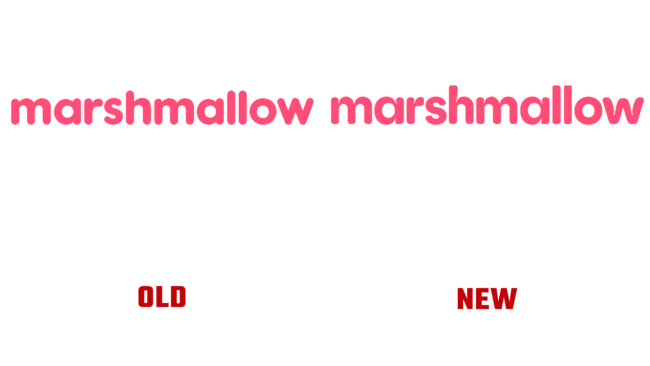 Marshmallow antigo e novo logotipo (história)