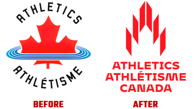 Athletics Canada Antes e Depois Logo (história)