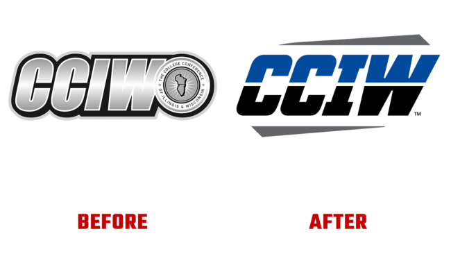 College Conference of Illinois & Wisconsin (CCIW) Antes e Depois Logo (historia)