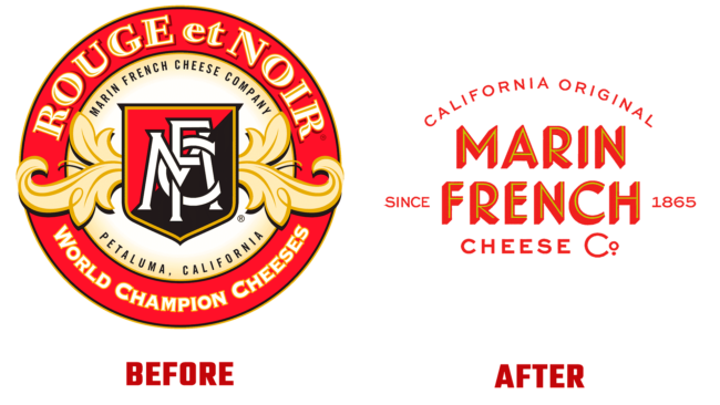 Marin French Cheese Antes e Depois Logo (história)