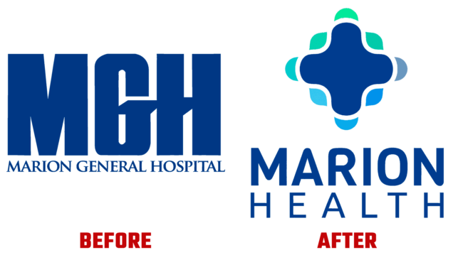 Marion Health Antes e Depois Logo (historia)