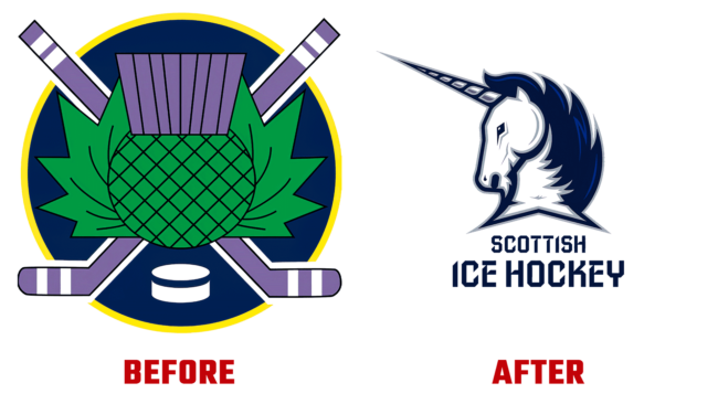 Scottish Ice Hockey Antes e Depois Logo (historia)