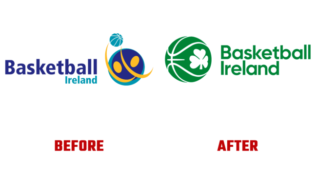 Basketball Ireland Antes e Depois Logo (historia)