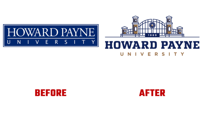 Howard Payne University Antes e Depois Logo (historia)