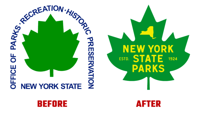 NY State Parks Antes e Depois Logo (história)