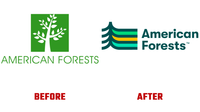 American Forests Antes e Depois Logo (historia)