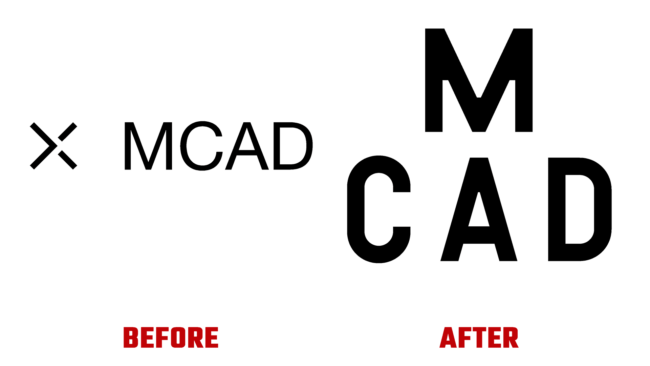 Minneapolis College of Art and Design (MCAD) Antes e Depois Logo (historia)