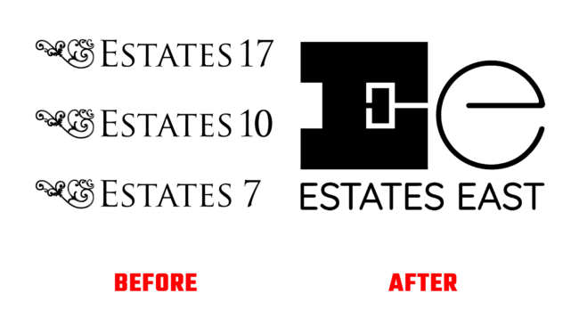 Estates East Antes e Depois Logo (historia)