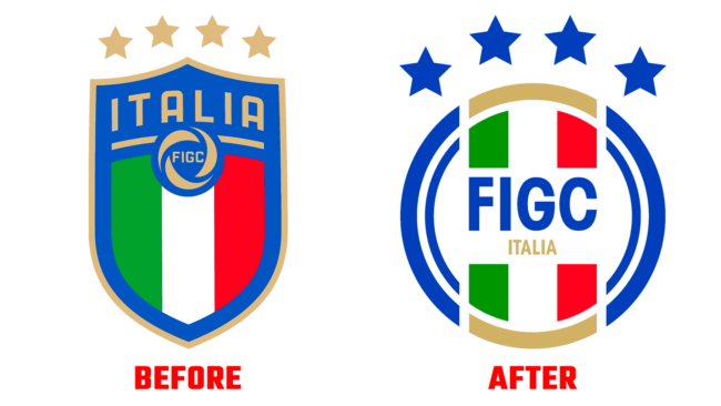 Italian Football Federation Antes e Depois Logo (historia)