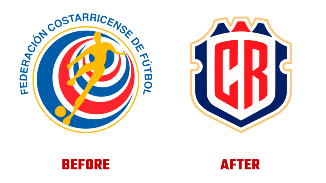 Federación Costarricense de Fútbol (FCRF) Antes e Depois Logo (historia)