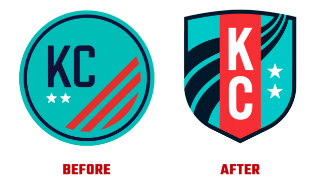 Kansas City Current Antes e Depois Logo (historia)