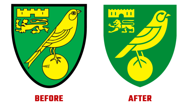 Norwich City FC Antes e Depois Logo (historia)