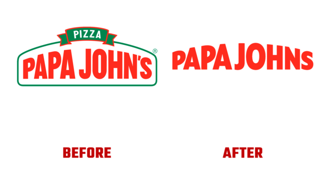 Papa Johns Antes e Depois Logo (historia)