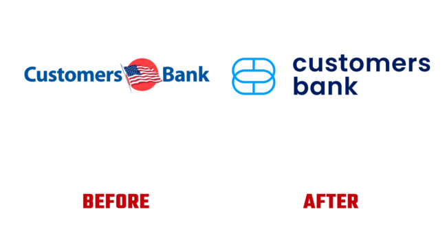 Customers Bank Antes e Depois Logo (história)
