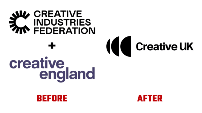 Creative UK Antes e Depois Logo (história)
