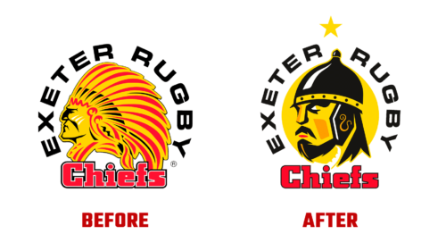 Exeter Chiefs Antes e Depois Logo (historia)