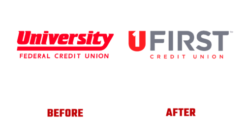 UFirst Credit Union Antes e Depois Logo (história)