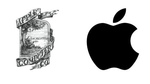 Apple logos de empresas antes e agora