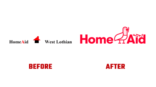 HomeAid West Lothian Antes e Depois Logo (historia)