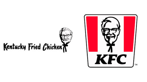KFC logos de empresas antes e agora