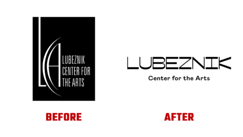 Lubeznik Center for the Arts Antes e Depois Logo (historia)