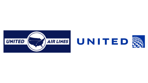 United Airlines logos de empresas antes e agora