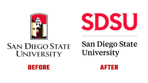 San Diego State University Antes e Depois Logo (Historia)